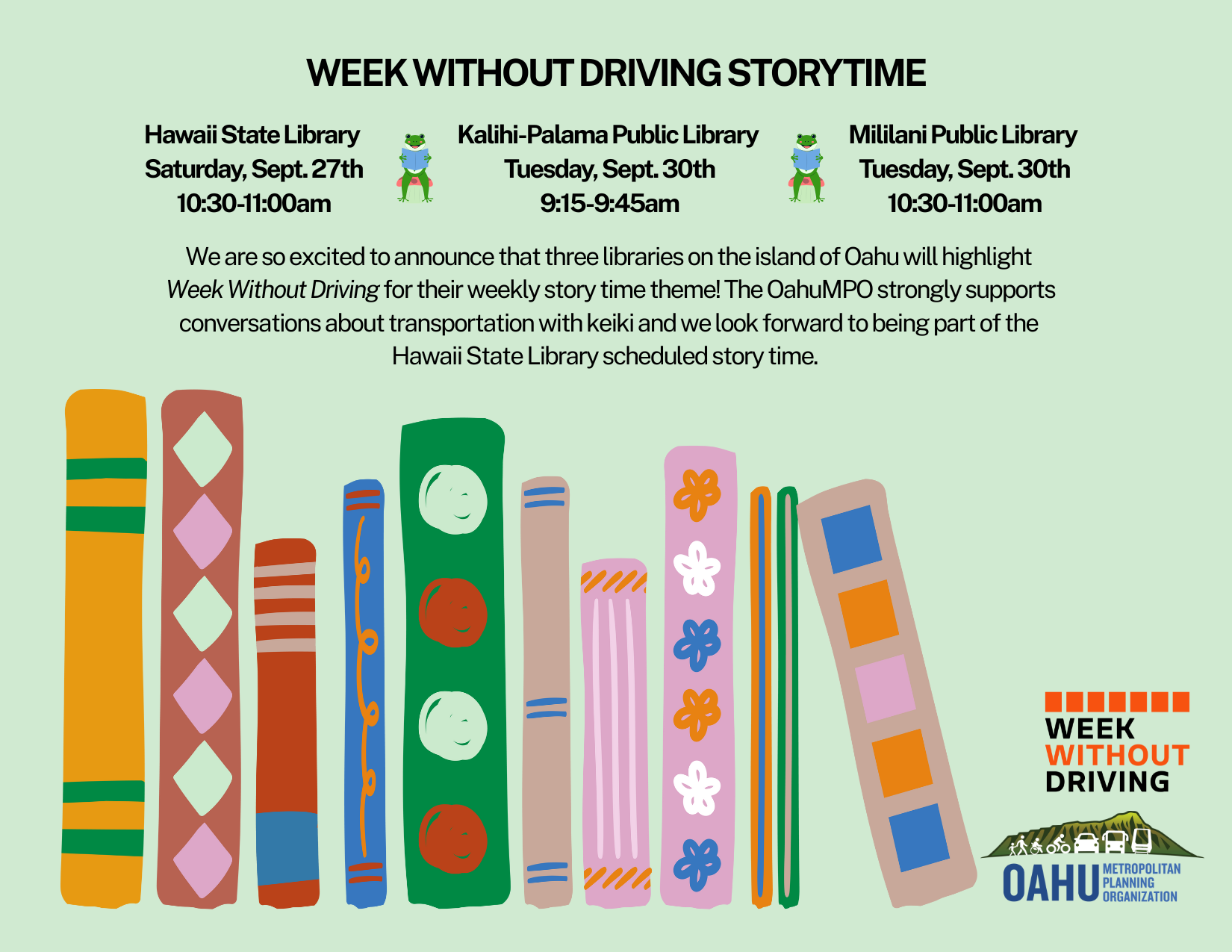 Graphic with information about HLS story time 
