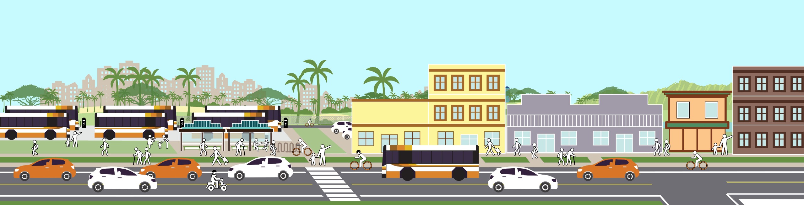 Urban Honolulu Graphic Streetscape